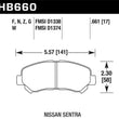 Load image into Gallery viewer, Hawk 09-10 Nissan Maxima / 08-10 Rogue / 07-09 Sentra SE-R / 10  Sentra SE-R M/T HPS Street Front Br - Main Product View