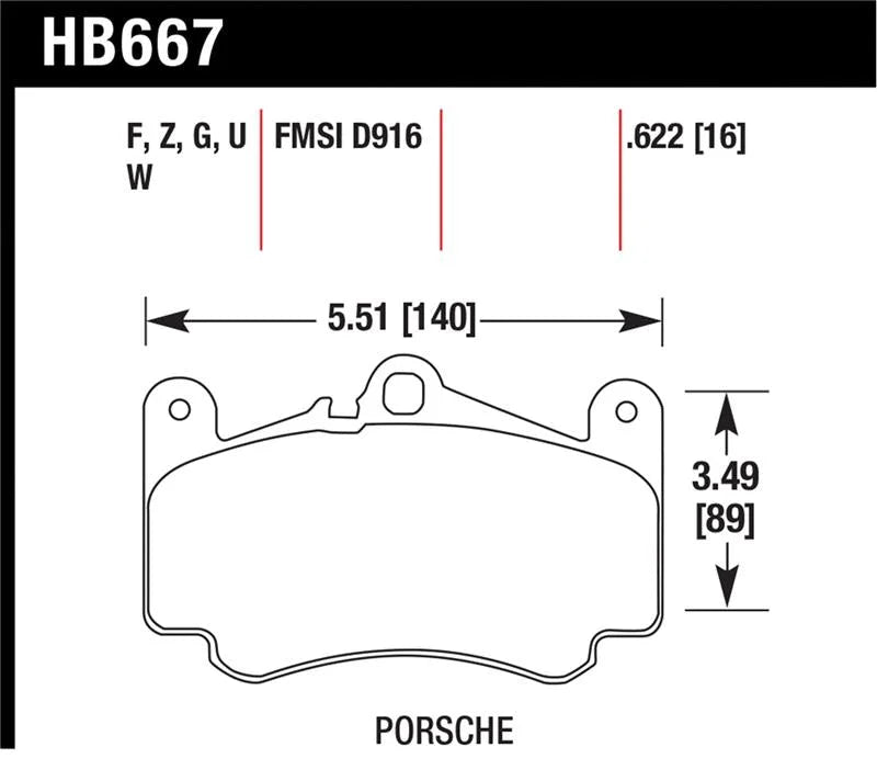 Hawk 09 Porsche 911 Carrera S w/ Iron Discs Front DTC-70 Race Brake Pads - Back View