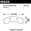 Load image into Gallery viewer, Hawk 10-11 Chevy Corvette Grand Sport / 06-08 Corvette Z06 (1 piece) Front DTC-70 Race Brake Pads - Main Product View