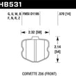 Load image into Gallery viewer, Hawk 10-12 Chevy Corvette Grand Sport / 06-12 Corvette Z06 Front DTC-70 Race Brake Pads - Installation View