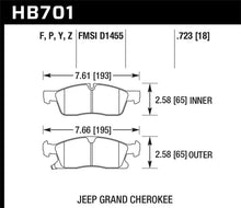 Load image into Gallery viewer, Hawk 11-14 Jeep Grand Cherokee (w/ 330mm/350mm Front Rotors) Super Duty Front Brake Pads - Side View