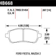 Load image into Gallery viewer, Hawk 11 Ford Fiesta S/SE/SL Blue 9012 Front Race Brake Pads - Side View
