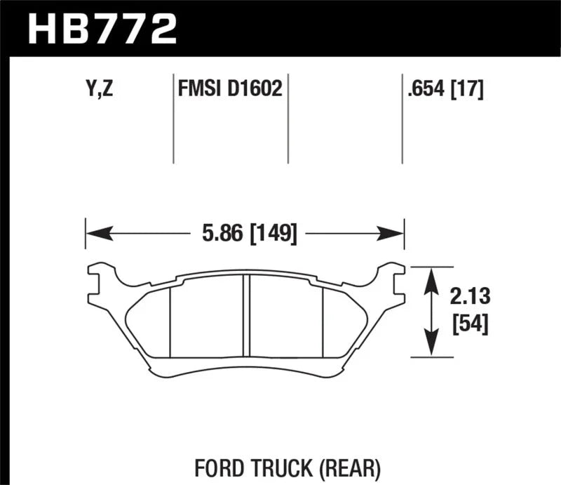 Hawk 12-16 Ford F-150 Performance Ceramic Street Rear Brake Pads - Side View