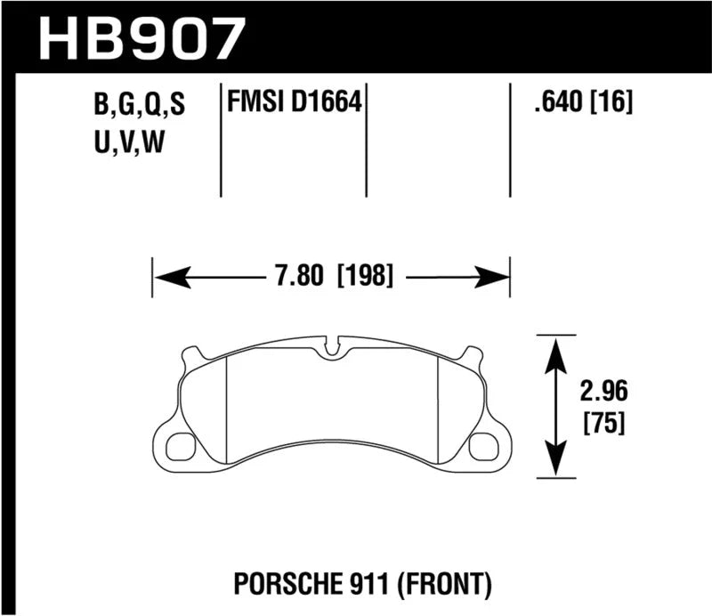 Hawk 12-16 Porsche 911 Carrera S HP+ Front Brake Pads - Side View