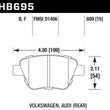 Load image into Gallery viewer, Hawk 12 Audi A3 / 11-12 VW Golf GTI/Jetta S/Jetta SE/Jetta SEL/Jetta TDI HPS Street Rear Brake Pads - Side View