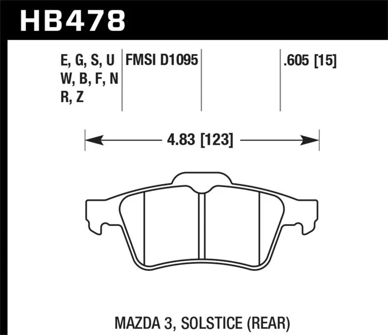 Hawk 13-14 Ford Focus ST / Mazda/ Volvo DTC-70 Race Rear Brake Pads - Back View