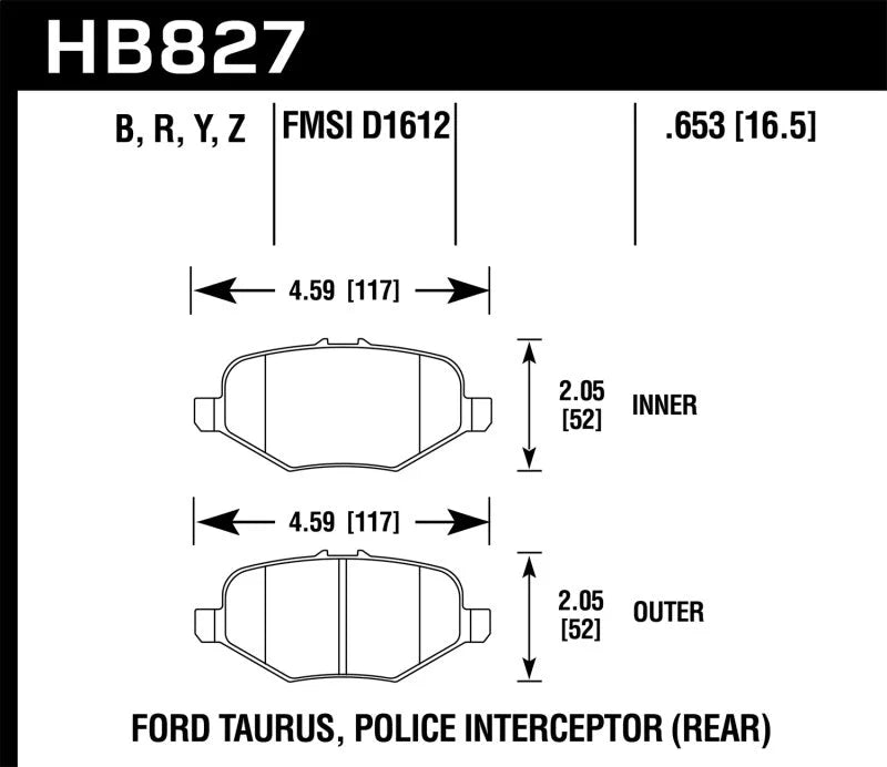 Hawk 13-16 Ford Taurus SHO HPS 5.0 Rear Brake Pads - Main Product View