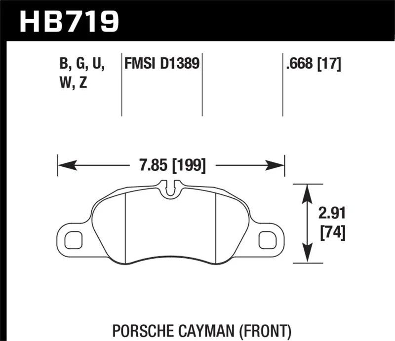 Hawk 13-16 Porsche 911 Front HPS 5.0 Brake Pads - Side View
