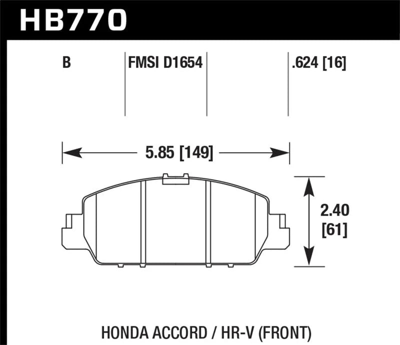 Hawk 13-17 Honda Accord HPS 5.0 Front Brake Pads - Main Product View