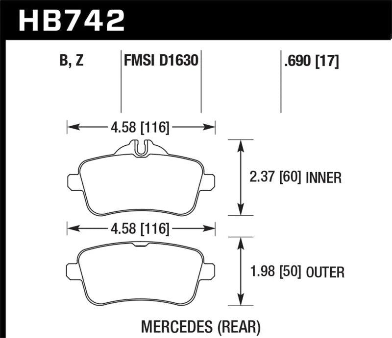 Hawk 14-15 Mercedes M Class / 12-13 Mercedes ML350 Performance Ceramic Rear Brake Pads - Main Product View