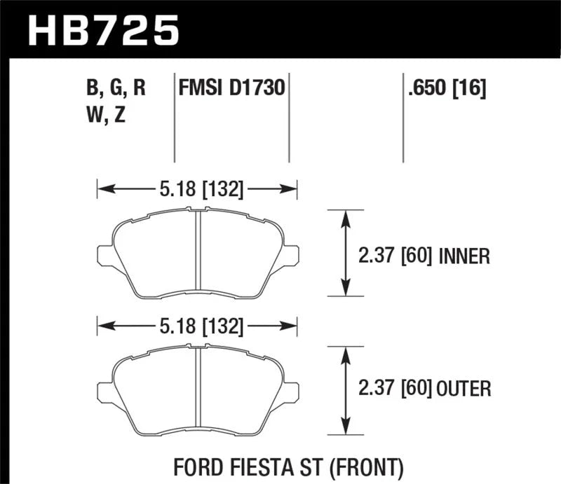 Hawk 14-16 Ford Fiesta ST HP+ Street Front Brake Pads - Main Product View
