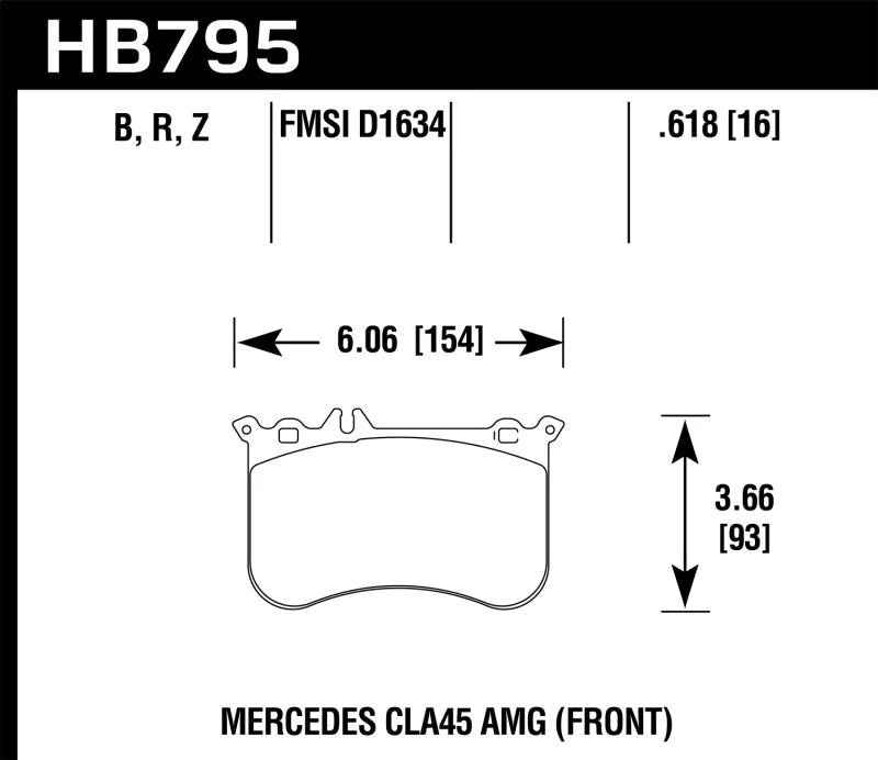 Hawk 14-17 Mercedes-Benz CLA 45 AMG Performance Ceramic Street Front Brake Pads - Main Product View