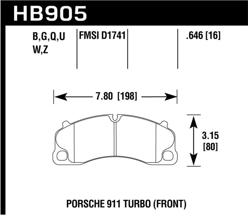 Hawk 14-18 Porsche 911 DTC-70 Front Race Brake Pads - Main Product View