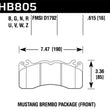 Load image into Gallery viewer, Hawk 15-17 Ford Mustang Brembo Package DTC-70 Front Brake Pads - Side View