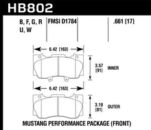 Load image into Gallery viewer, Hawk 15-17 Ford Mustang GT DTC-60 Race Front Brake Pads - Back View