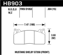 Load image into Gallery viewer, Hawk 15-17 Ford Mustang HPS 5.0 Front Brake Pads - Side View