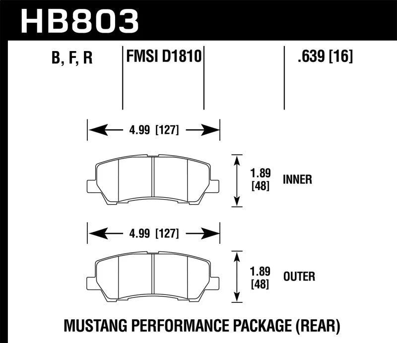 Hawk 15-17 Ford Mustang Performance DTC-60 Rear Brake Pads - Side View