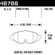 Load image into Gallery viewer, Hawk 15-17 VW Golf / Audi A3/A3 Quattro Front High Performance Brake Pads - Side View