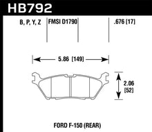 Load image into Gallery viewer, Hawk 15 Ford F-150 Performance Ceramic Street Rear Brake Pads - Side View