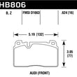 Load image into Gallery viewer, Hawk 16-17 Audi A6 HPS 5.0 Front Brake Pads - Side View