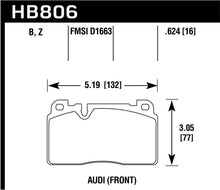 Load image into Gallery viewer, Hawk 16-17 Audi A6 HPS 5.0 Front Brake Pads - Side View