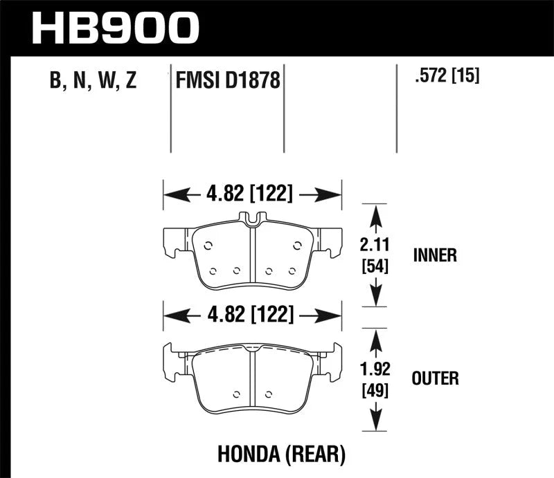 Hawk 16-17 Honda Civic HPS 5.0 Rear Brake Pads - Main Product View