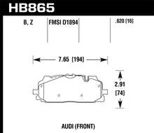 Load image into Gallery viewer, Hawk 18-19 Audi S5 HPS 5.0 Front Brake Pads - Side View