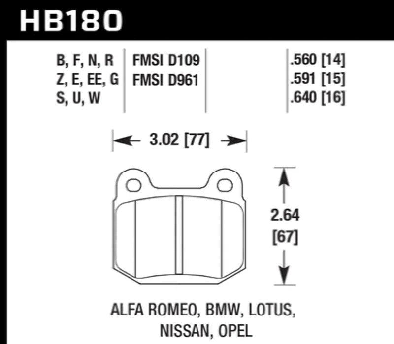 Hawk 1984-1986 Alfa Romeo GTV-6 2.5 HPS 5.0 Front Brake Pads - Detail View
