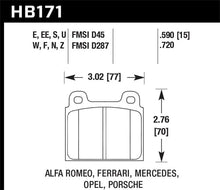 Load image into Gallery viewer, Hawk 1987 Volkswagen Scirocco 1.8L Base Front ER-1 Brake Pads - Side View
