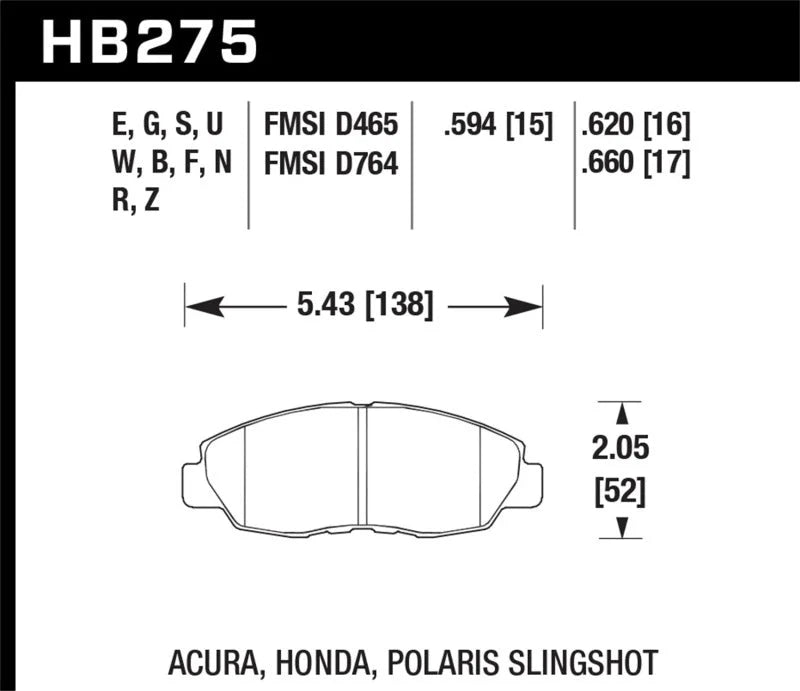 Hawk 1997-1997 Acura CL 2.2 HPS 5.0 Front Brake Pads - Main Product View