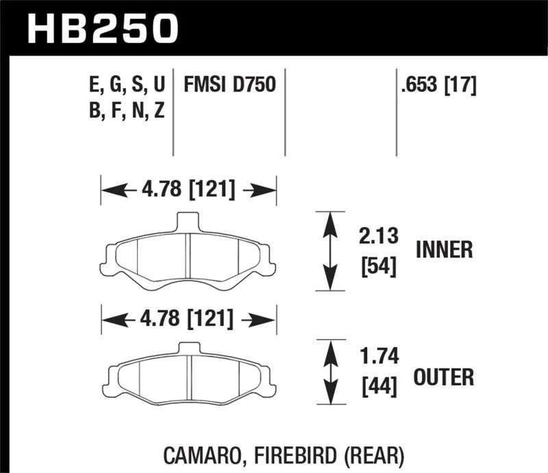 Hawk 1998-2002 Chevrolet Camaro SS 5.7 HPS 5.0 Rear Brake Pads - Main Product View