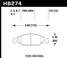 Load image into Gallery viewer, Hawk 1999-2004 Ford Mustang Base 3.8 HPS 5.0 Front Brake Pads - Side View