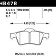 Load image into Gallery viewer, Hawk 2007-2010 Chevrolet Cobalt SS (With Brembo Brakes) HPS 5.0 Rear Brake Pads - Side View