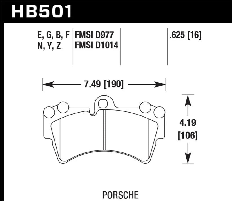 Hawk 2007-2014 Audi Q7 Premium HPS 5.0 Front Brake Pads - Side View