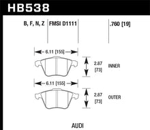 Load image into Gallery viewer, Hawk 2009-2009 Audi A4 Cabriolet HPS 5.0 Front Brake Pads - Side View