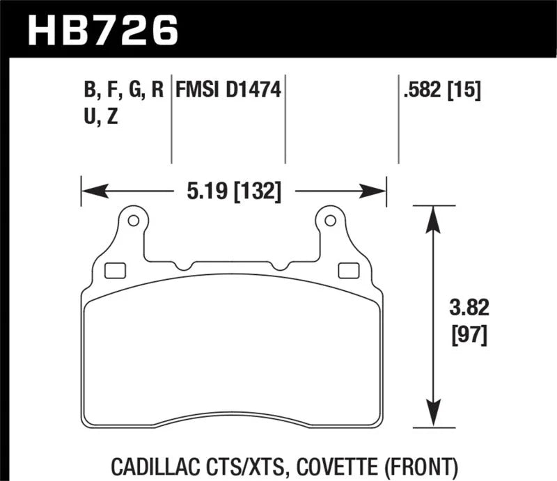 Hawk 2010-2015 Chevy Camaro SS HPS Street Front Brake Pads - Side View
