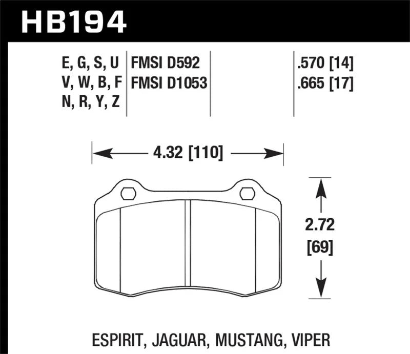 Hawk 2010 Camaro SS Blue 9012 Race Rear Brake Pads - Side View