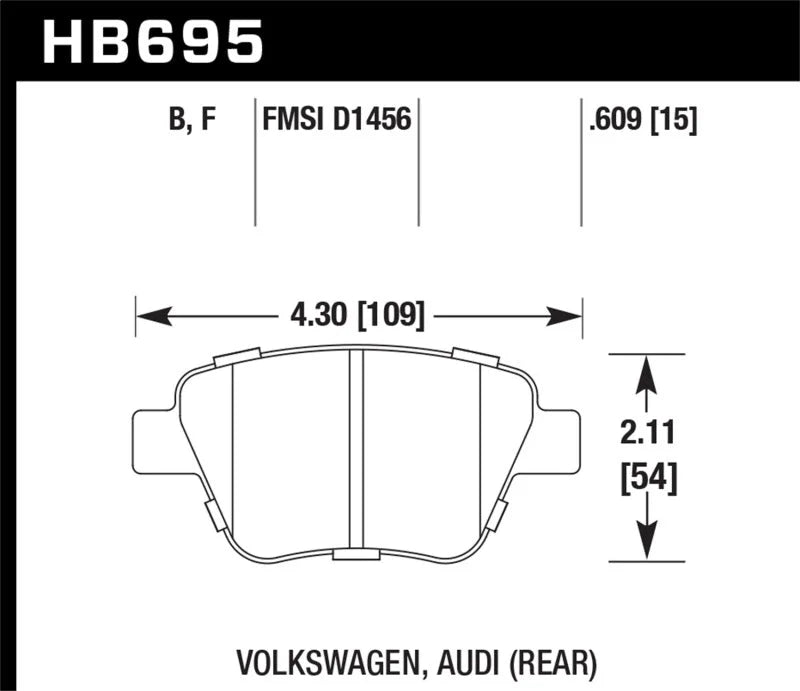 Hawk 2011-2013 Audi A3 Except TDI HPS 5.0 Rear Brake Pads - Main Product View
