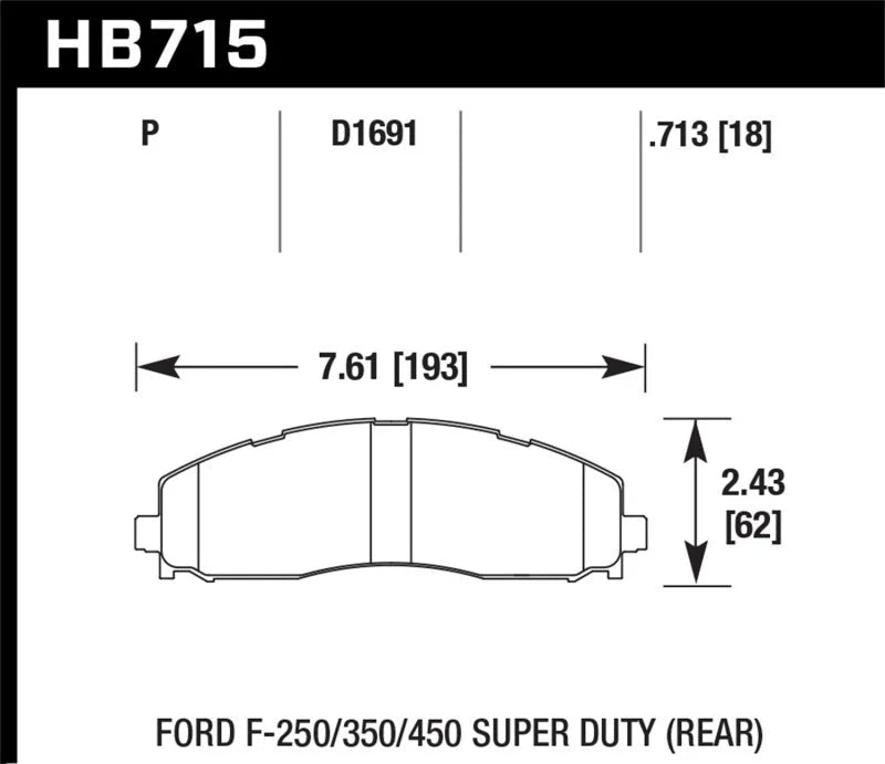 Hawk 2015 Ford F-250/350/450 Super Duty Rear Brake Pads - Main Product View