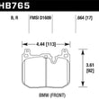 Load image into Gallery viewer, Hawk 2017 BMW 440i/M2-4 Black HP Plus Front Brake Pads - Side View
