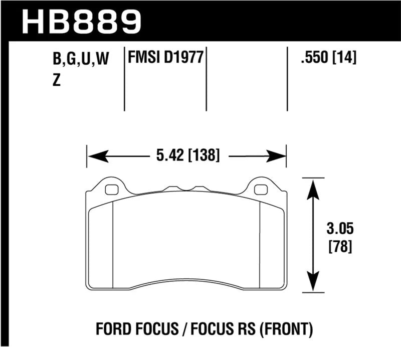 Hawk 2017 Ford Focus HPS 5.0 Front Brake Pads - Main Product View