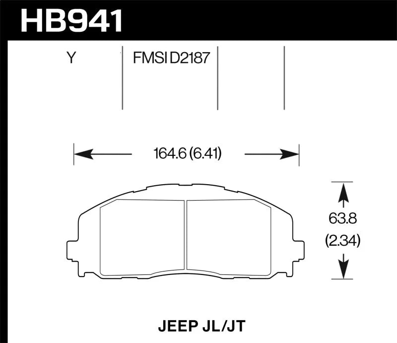 Hawk 2018 Jeep Wrangler Rubicon LTS Street Front Brake Pads - Main Product View