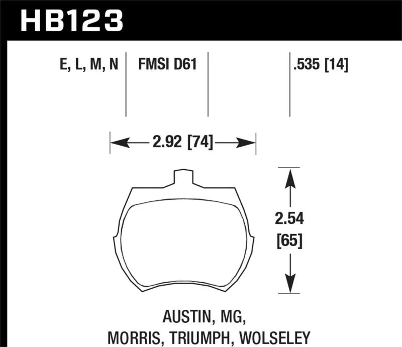 Hawk 64-70 Austin Healey Sprite Front ER-1 Brake Pads - Main Product View