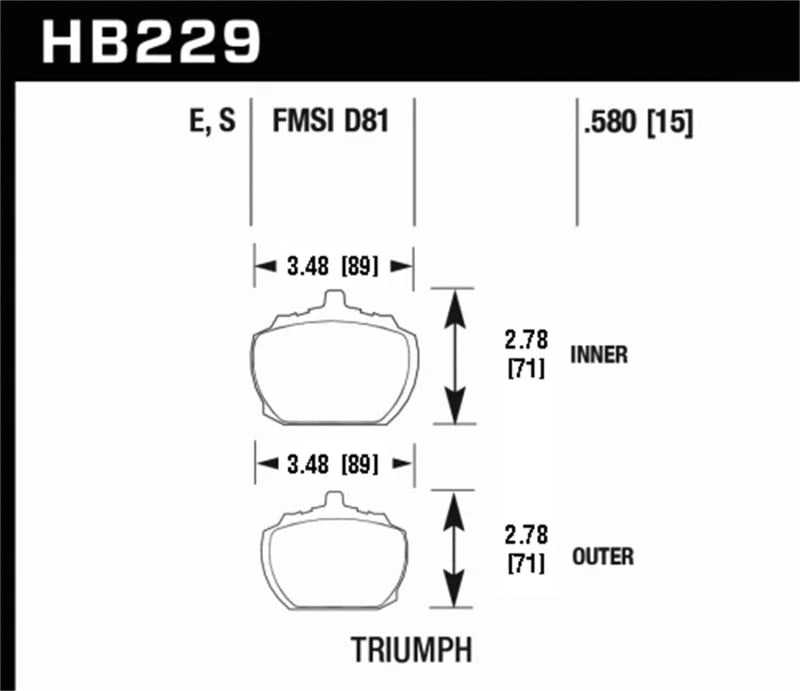 Hawk 70-73 Triumph Stag Front ER-1 Brake Pads - Main Product View