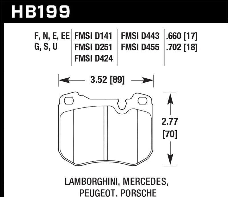 Hawk 79-83 Peugeot 504 Station Wagon Front ER-1 Brake Pads - Side View