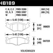 Load image into Gallery viewer, Hawk 79-84 Volkswagen Rabbit / 85-90 Volkswagen Cabriolet DTC-60 Race Front Brake Pads - Back View