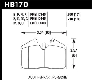 Hawk 79-99 Porsche 911 / 86-95 Porsche 928 / 86-94 Porsche 944 Turbo DTC-60 Race Rear Brake Pads - Side View