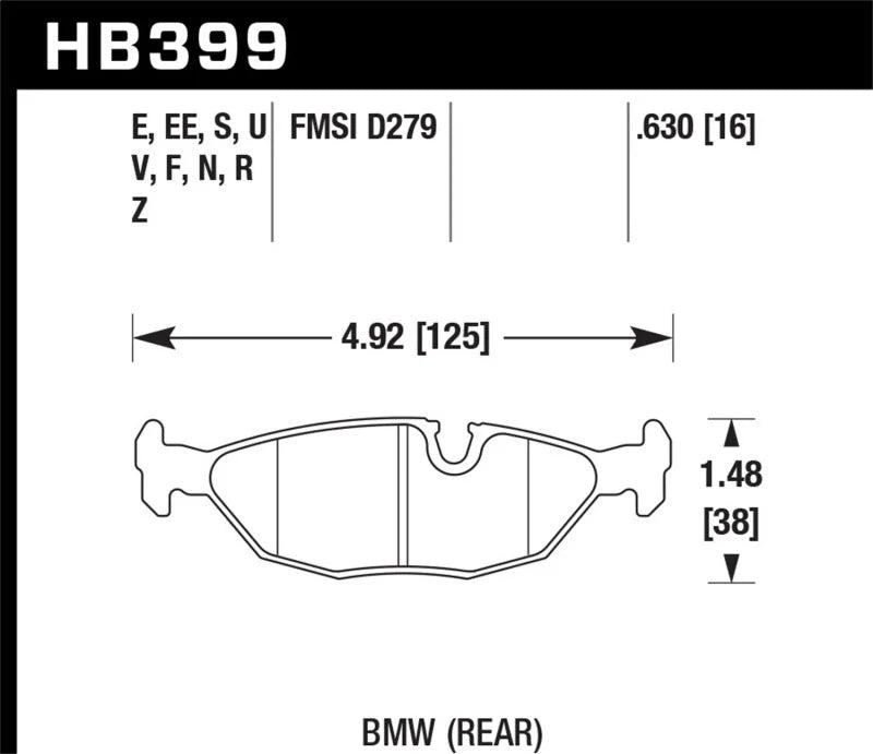 Hawk 84-4/91 BMW 325 (E30)Blue 9012 Rear Race Pads (NOT FOR STREET USE) - Additional View 5