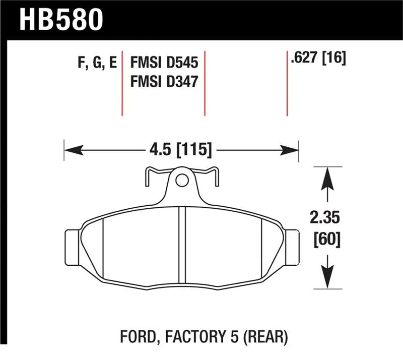 Hawk 86-92 Ford Taurus SHO / 89-92 Ford Thunderbird Super Coupe DTC-60 Race Rear Brake Pads - Additional View 5