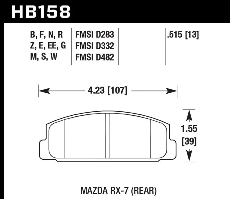 Hawk 86-95 Mazda RX-7 HP+ Street Rear Brake Pads - Main Product View